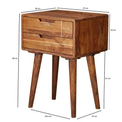 66cm hohe Retro Nachtkommode aus Holz - Verlago