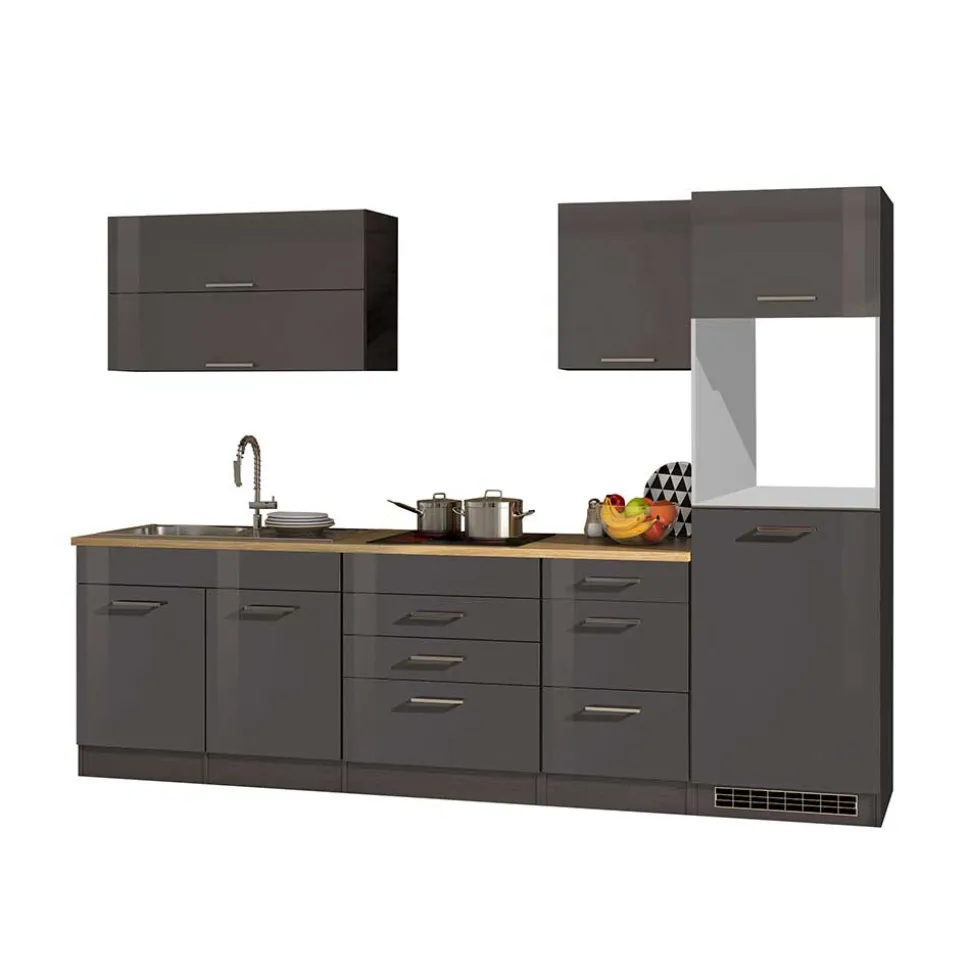 290cm Küchenmöbel in Grau - Bozenia (siebenteilig)