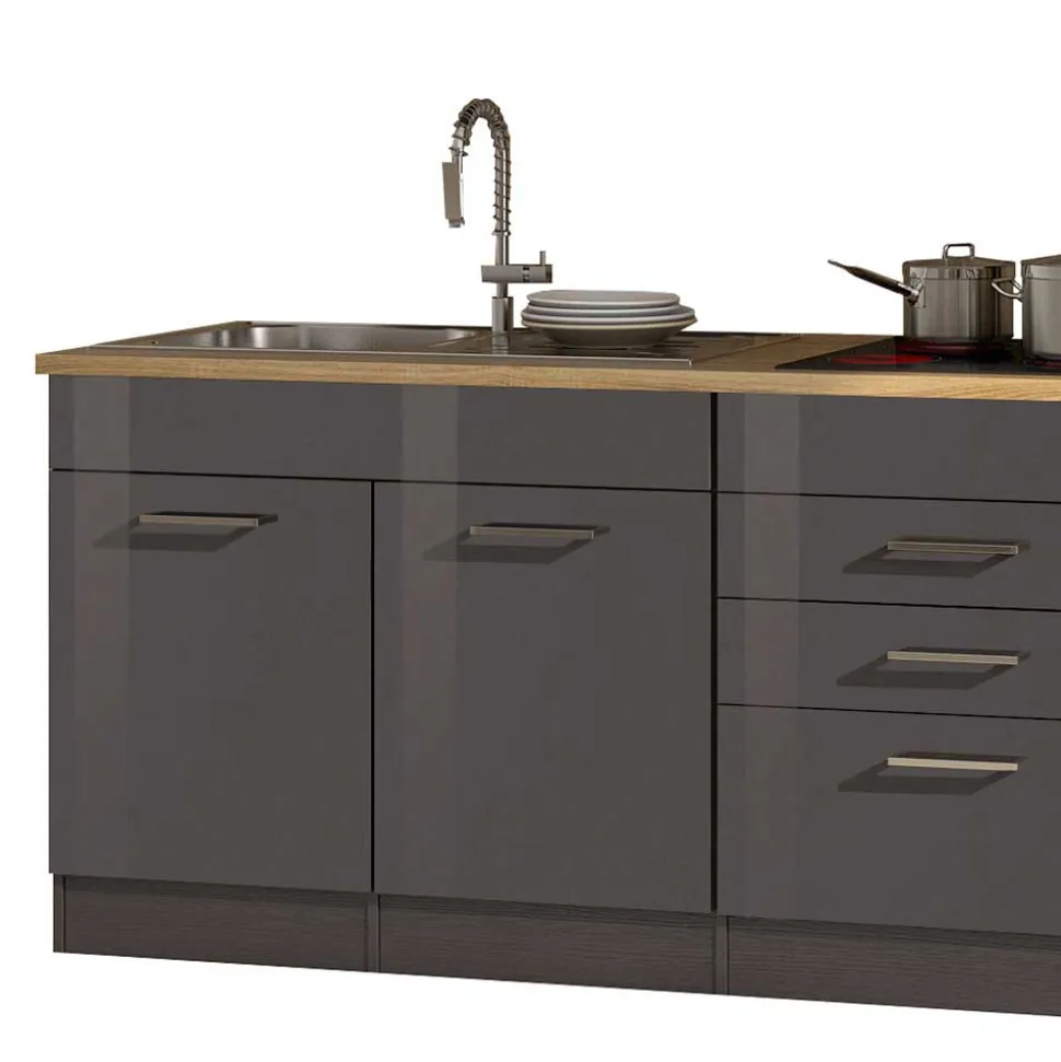 290cm Küchenmöbel in Grau - Bozenia (siebenteilig)