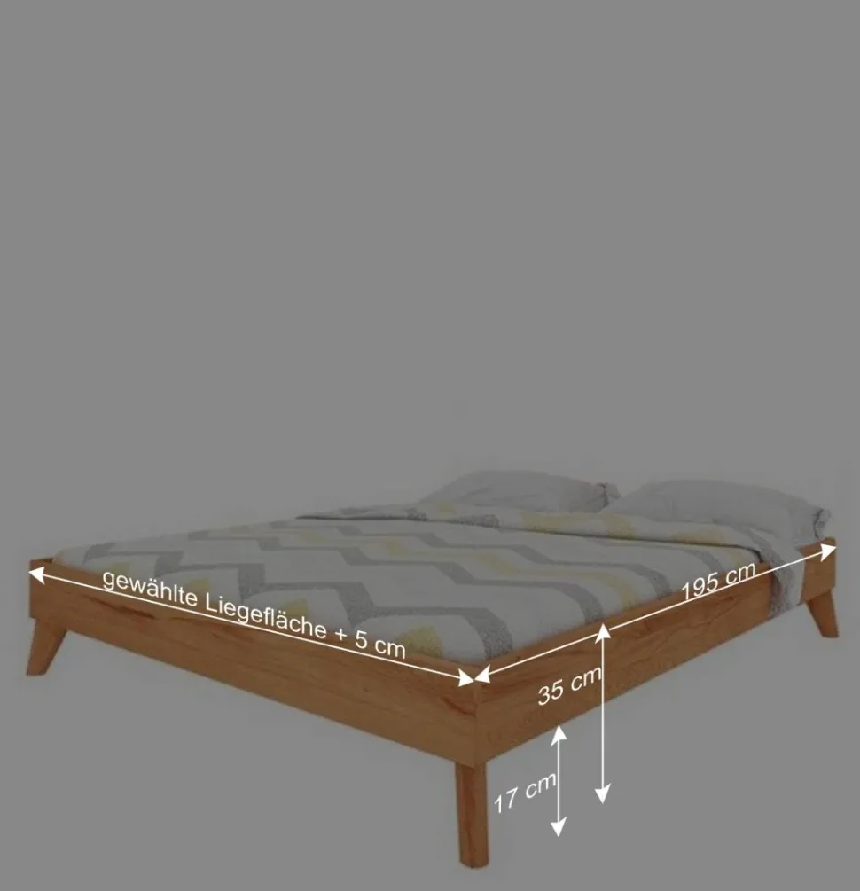 190cm langes Kernbuche Bett ohne Kopfteil - Junola I