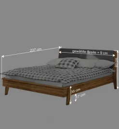 220cm langes Wildeiche Bett im Retrostil - Hardus
