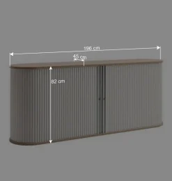 196cm Rollladen Sideboard in Weiß Eiche - Bassy