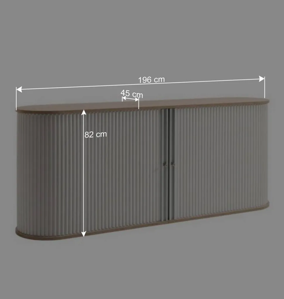 196cm Rollladen Sideboard in Weiß Eiche - Bassy