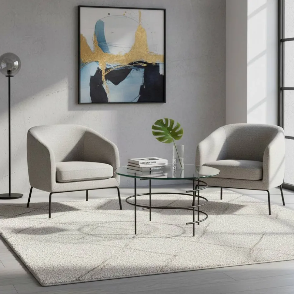 60cm runder Couchtisch mit Glasplatte - Prakto