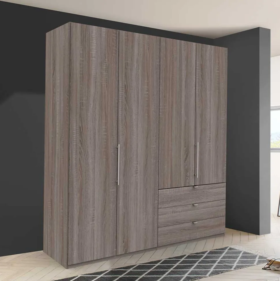 200cm Schlafzimmerschrank mit Folierung Holzoptik - Crenba