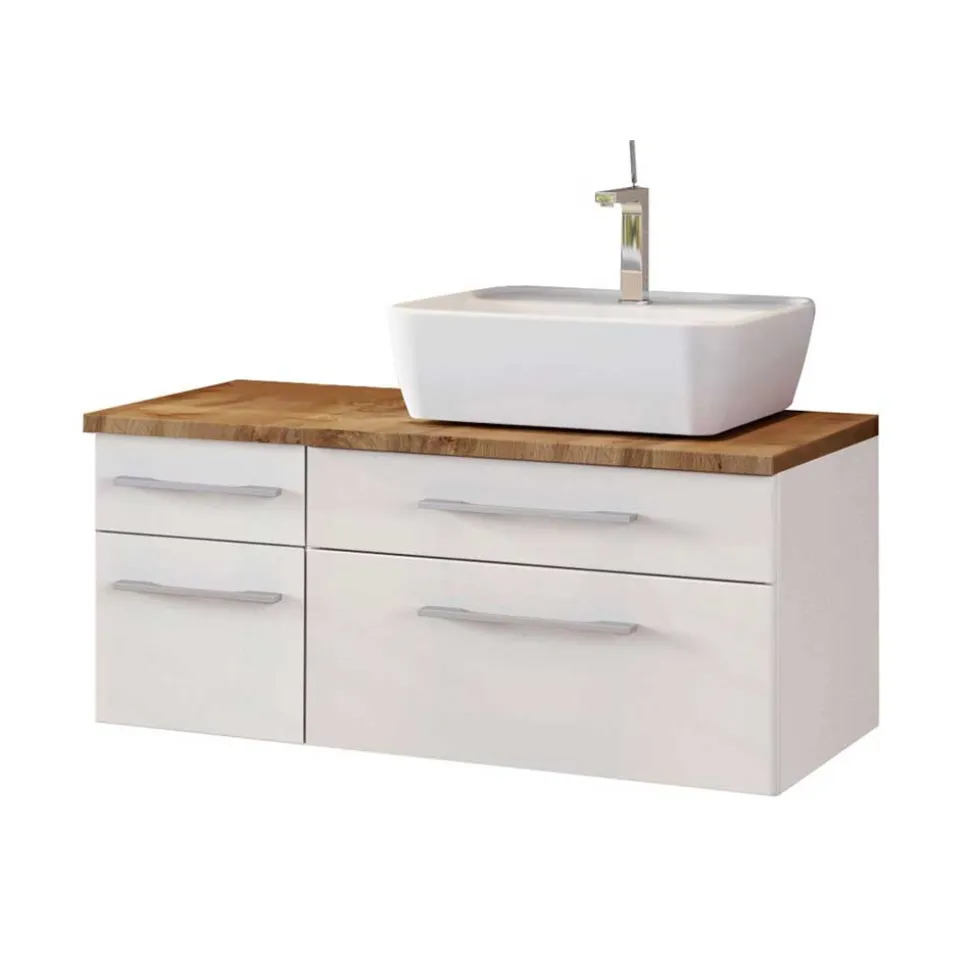 90cm Waschbecken Möbel Set in Weiß - Enwicos (dreiteilig)