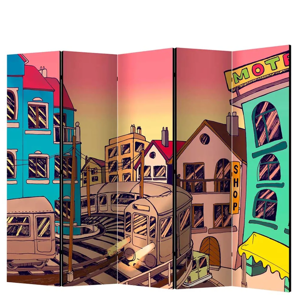 Comic Motiv Paravent mit Stadt Ansicht - Barna