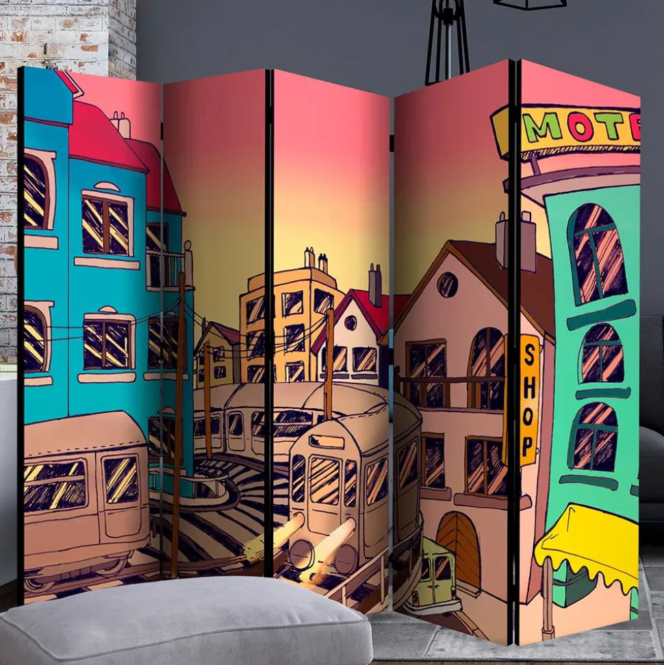Comic Motiv Paravent mit Stadt Ansicht - Barna