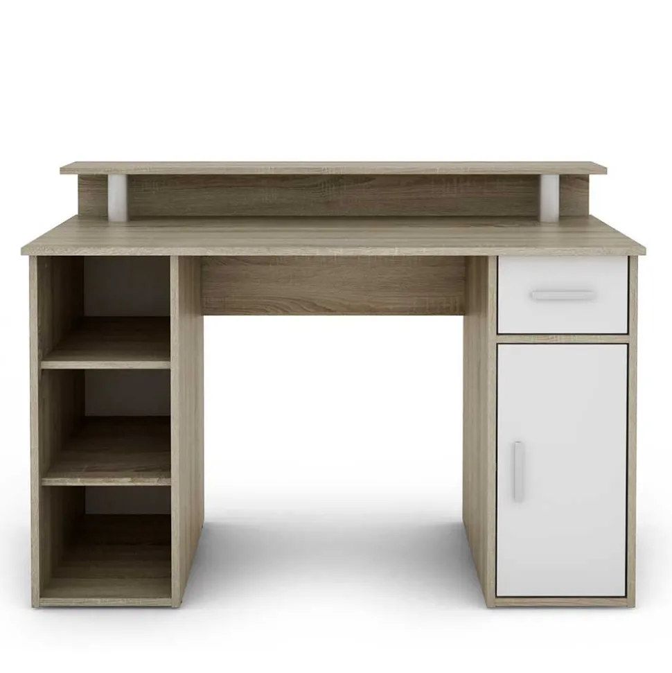 Computertisch in Sonoma-Eiche und Weiß - Bojan