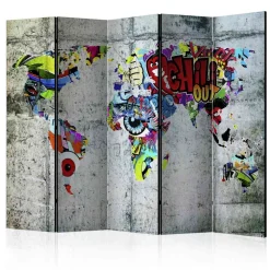 Cooler Paravent Weltkarte & Graffiti - Pears