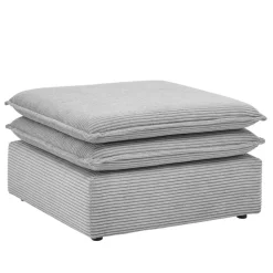 Cord Polsterhocker in Hellgrau - Tessina