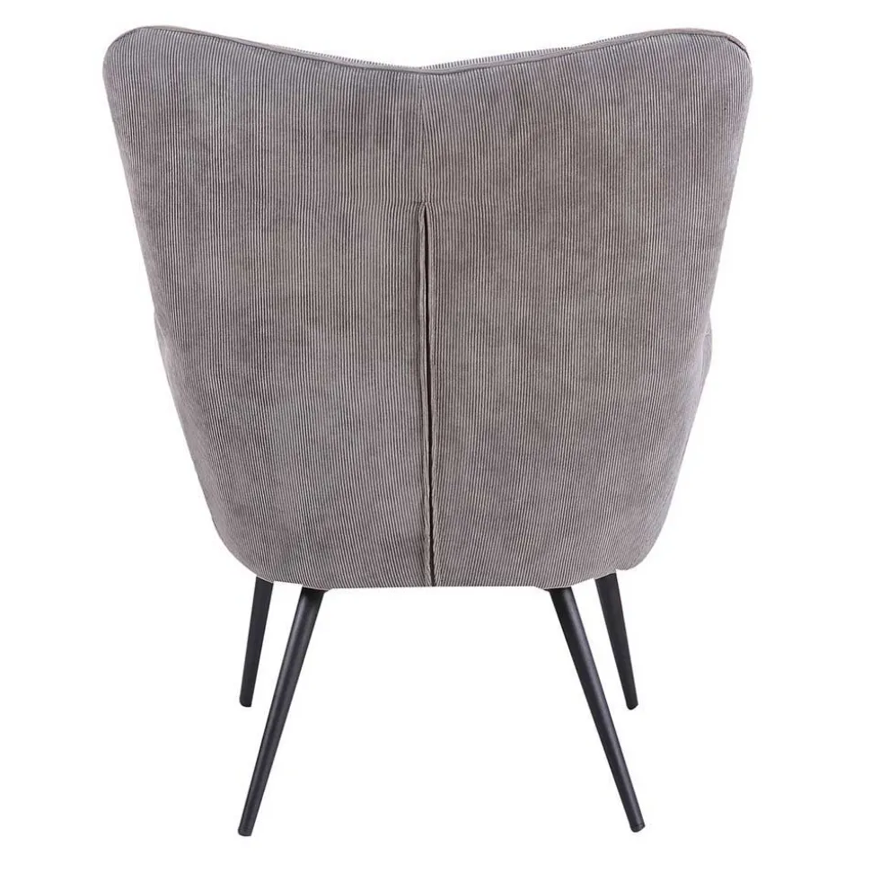 Cordsessel und Fußhocker in Grau - Zoryano (zweiteilig)