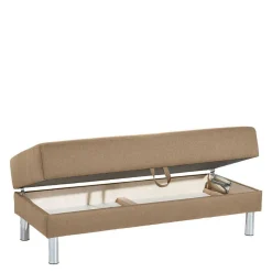 Couchbett mit Hocker in Beige mit Chrom - Proof (zweiteilig)