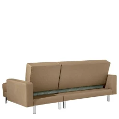 Couchbett mit Hocker in Beige mit Chrom - Proof (zweiteilig)