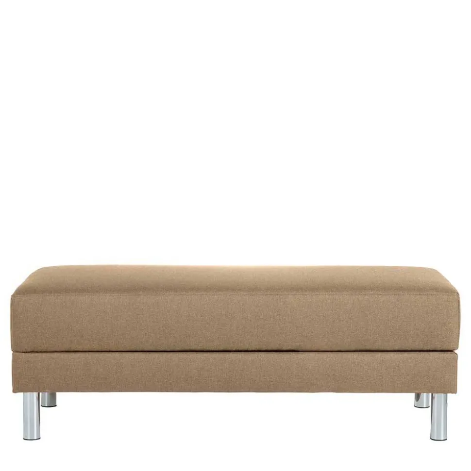 Couchbett mit Hocker in Beige mit Chrom - Proof (zweiteilig)