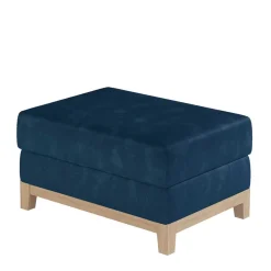 Couchhocker in Dunkelblau Velours - Tadeuz