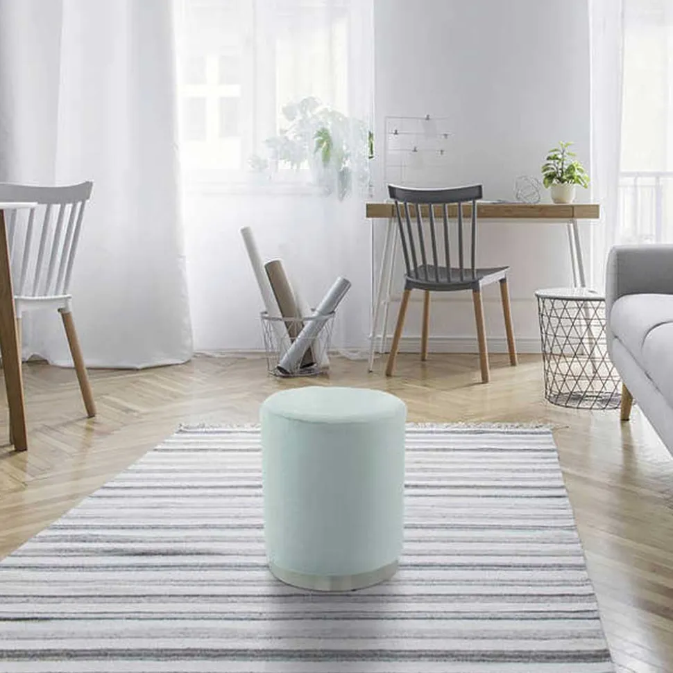 Couchhocker in Hellblau mit Silber - Lightning