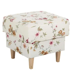 Couchhocker in Weiß mit Blumen Muster - Salines