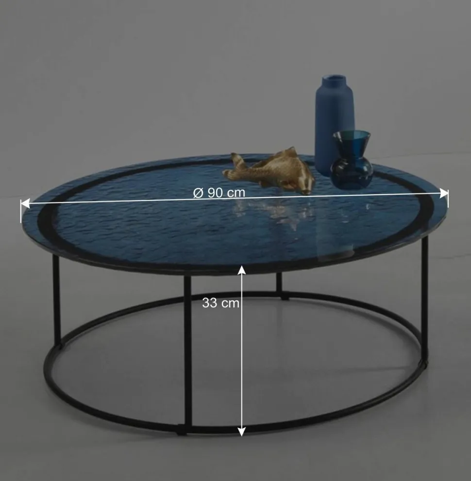 Couchtisch in Blau Strukturglas - Neive
