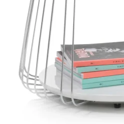 Couchtisch in Mattweiß mit Chrom - Rosibla