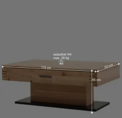 Couchtisch mit Säulenfuß und Schublade - Crupean