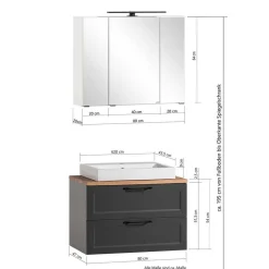 Country Chic Waschplatz und Unterschrank Set - Novelya (dreiteilig)