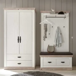 Country Garderoben Set mit Schrank - Nedita (dreiteilig)