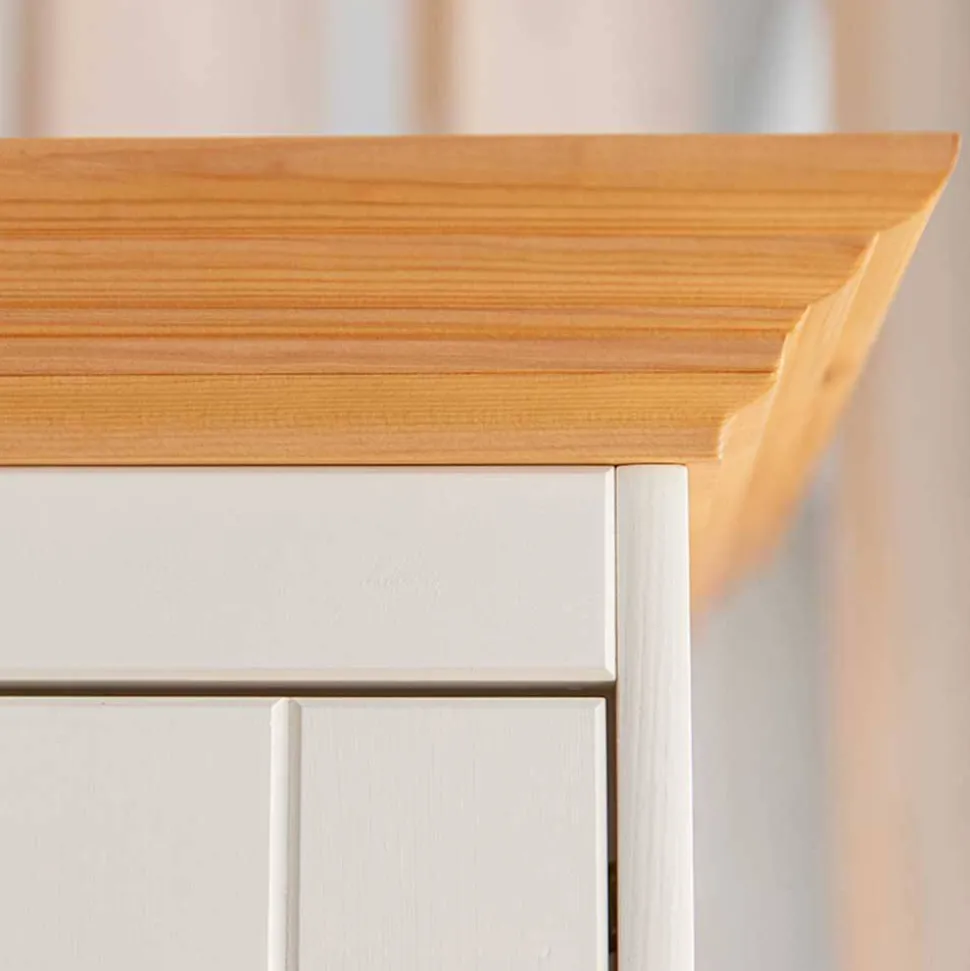 Country Style Highboard in Weiß & Kiefer Natur - Vitablo