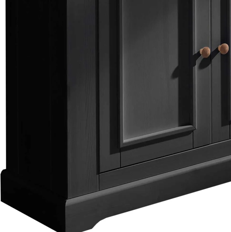 Country Vitrinenschrank in Grau & Eichefarben - Ustricia