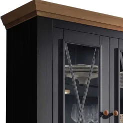 Country Vitrinenschrank in Grau & Eichefarben - Ustricia