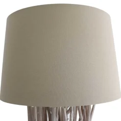 Cremeweiße Stehleuchte mit Schirm aus Stoff - Simona