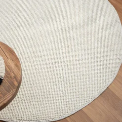 Cremeweißer Teppich in Rund 120 cm - Rema