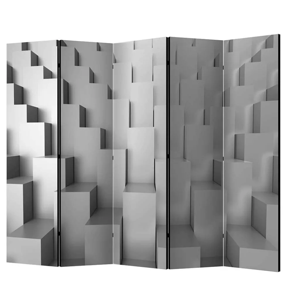 3D Effekt Paravent in Grau Weiß - Jule