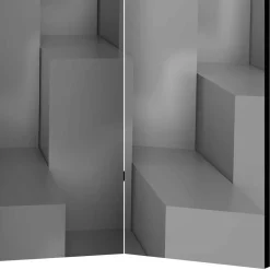3D Effekt Paravent in Grau Weiß - Jule