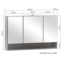 3D Spiegelschrank in Wildeiche Nachbildung - Tofias