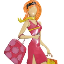 3D Wandbild aus Metall Varhida Frau beim Shoppen
