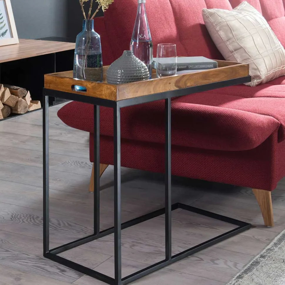 Design Anstelltisch aus Holz & Eisen - Kirana