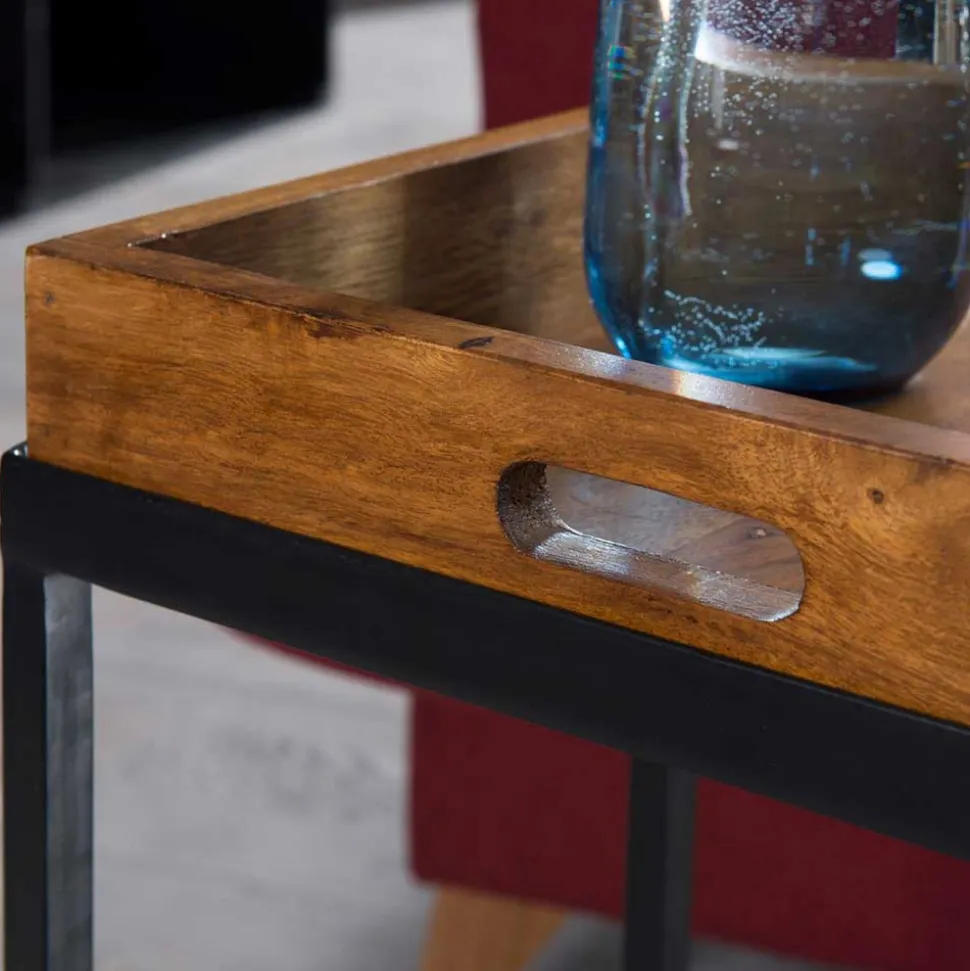 Design Anstelltisch aus Holz & Eisen - Kirana