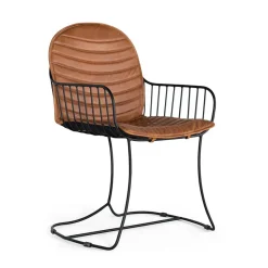 Design Armlehnenstuhl aus Leder Hellbraun - Persia (2er Set)