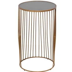 Design Beistelltisch aus Glas in Grau - Liacantu