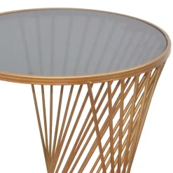 Design Beistelltisch aus Glas in Grau - Liacantu