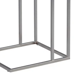 Design Beistelltisch mit weißer Platte Andino & Gestell Edelstahloptik