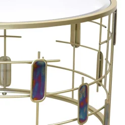 Design Couchtisch aus Spiegelglas & Metall Gold - Liss