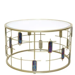 Design Couchtisch aus Spiegelglas & Metall Gold - Liss