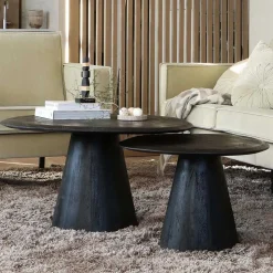 Design Couchtisch in Schwarz Massivholz - Standing
