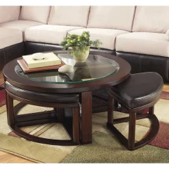 Design Couchtisch mit vier Hockern - Fornax (fünfteilig)