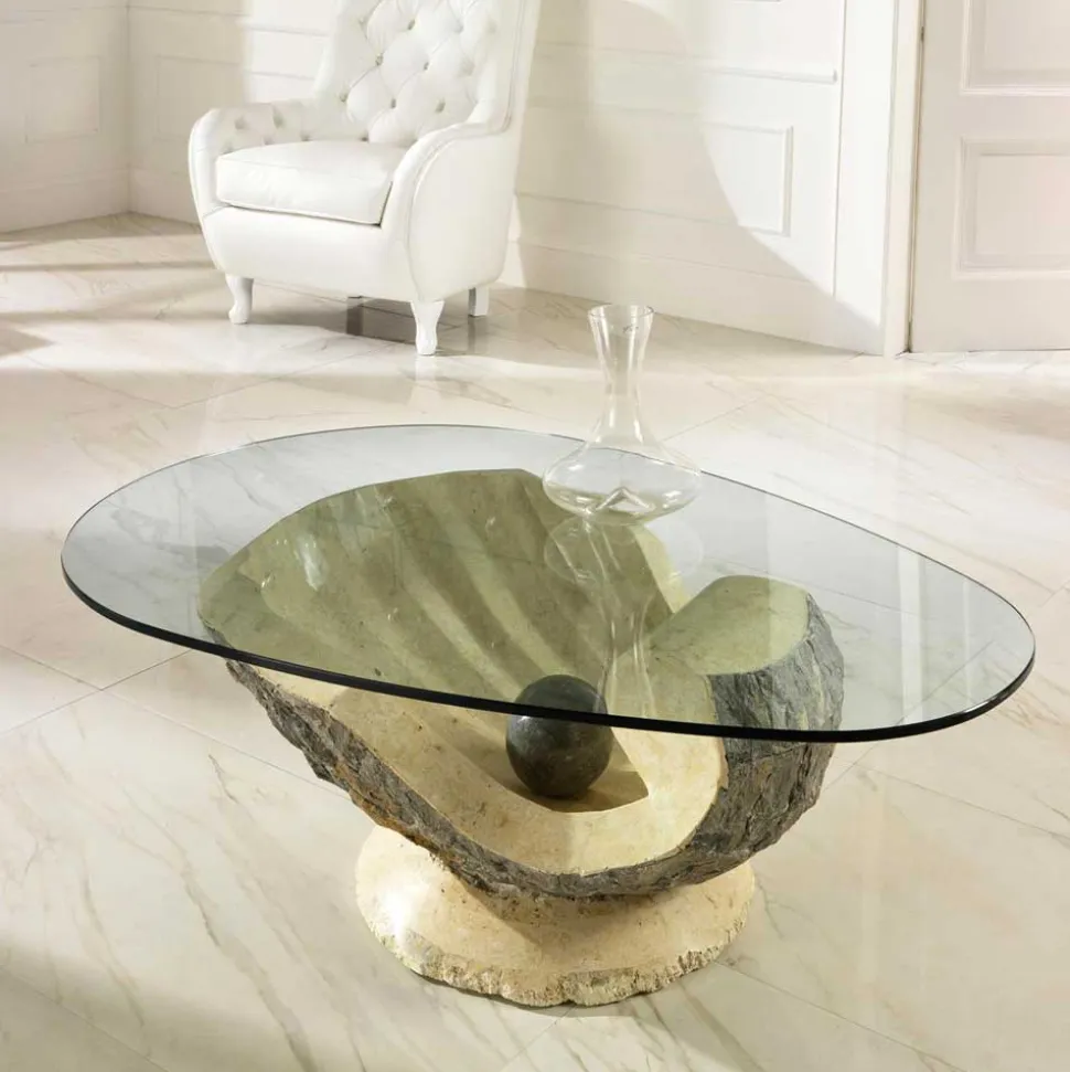 Design Couchtisch Ricana mit Glasplatte