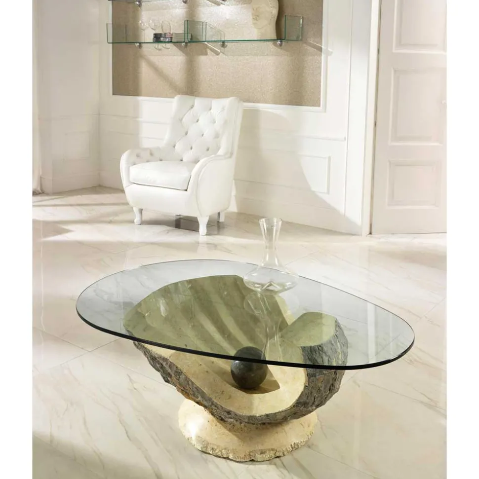 Design Couchtisch Ricana mit Glasplatte