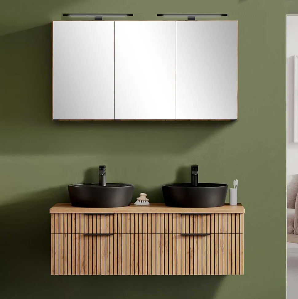 Design Doppel-Waschtisch & Spiegelschrank - Crystoga (zweiteilig)