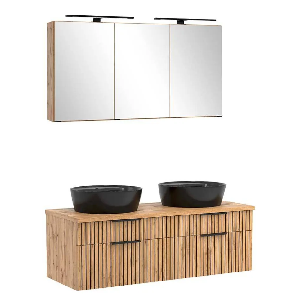 Design Doppel-Waschtisch & Spiegelschrank - Crystoga (zweiteilig)